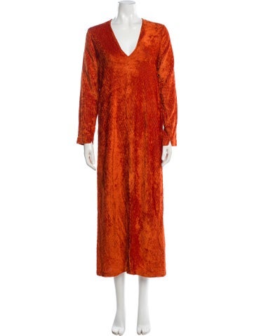Pre-owned Ottod'ame Animal Print Long Dress In Orange
