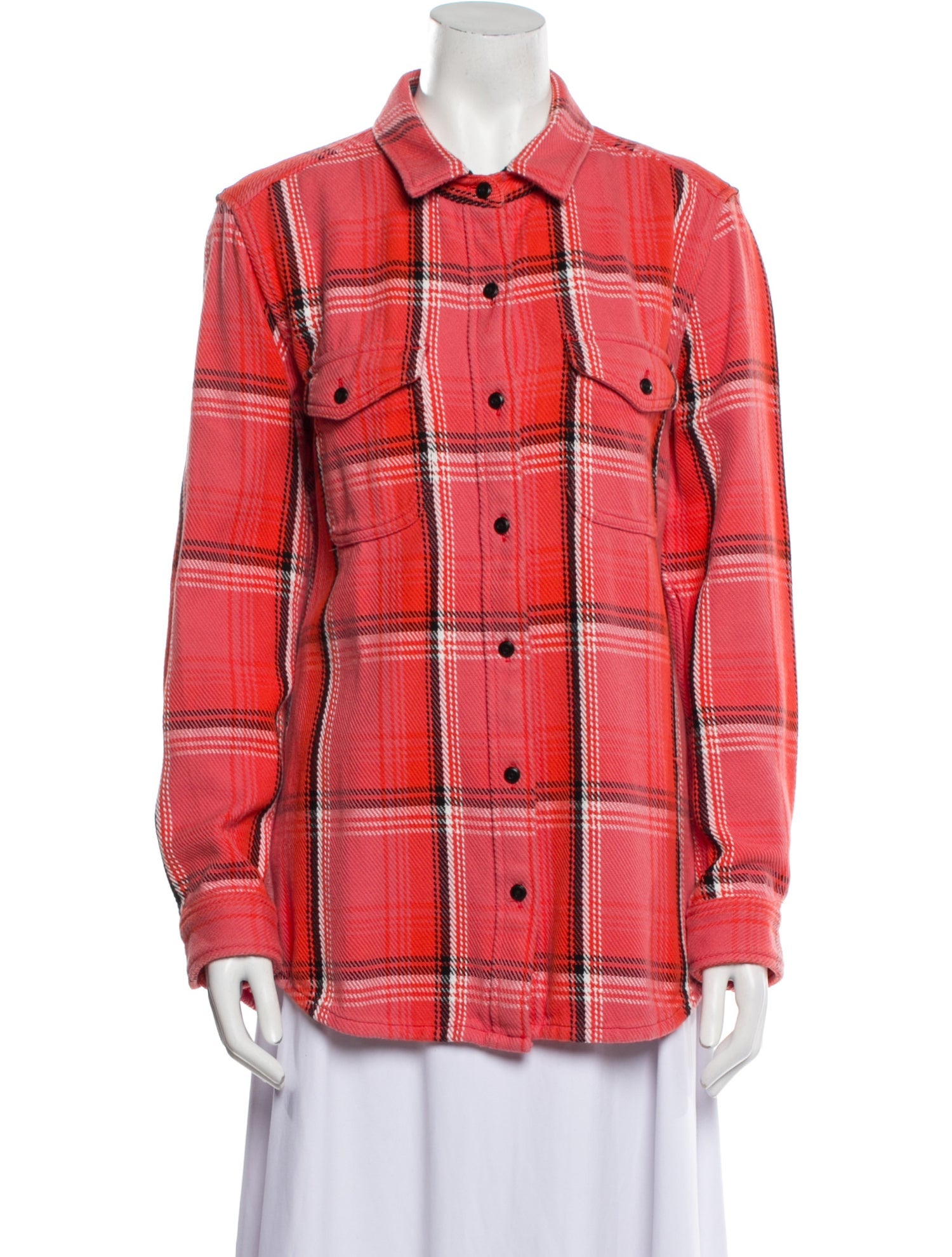 Outerknown Plaid Print Long Sleeve Button-Up Top