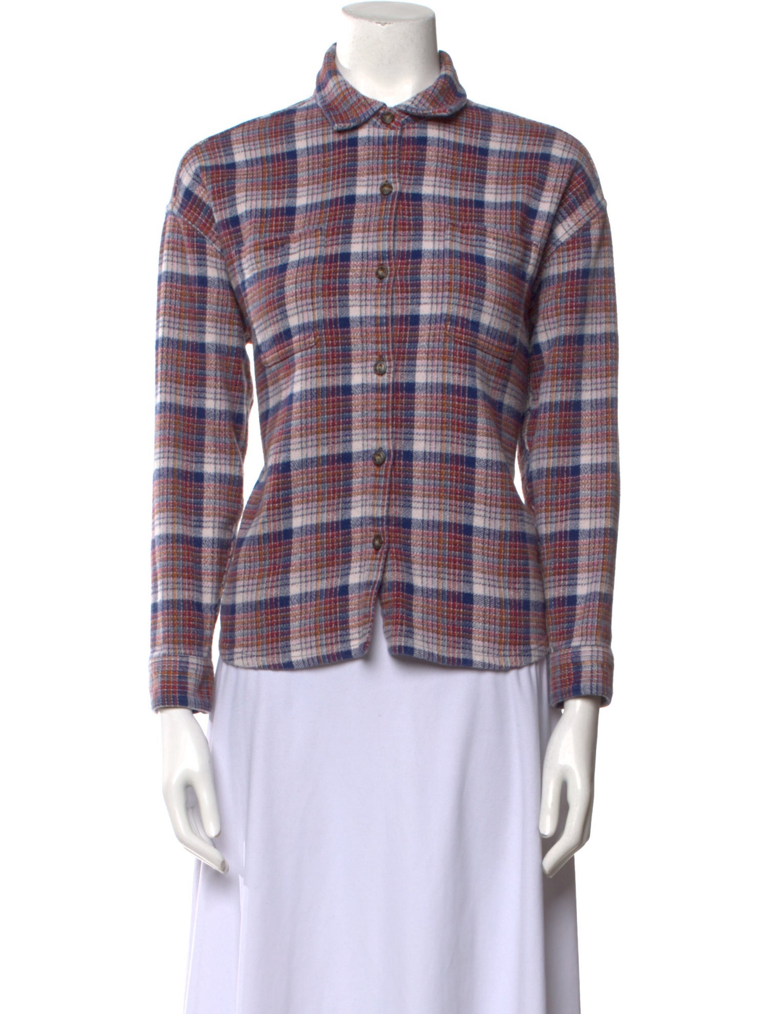 Outerknown Plaid Print Long Sleeve Button-Up Top