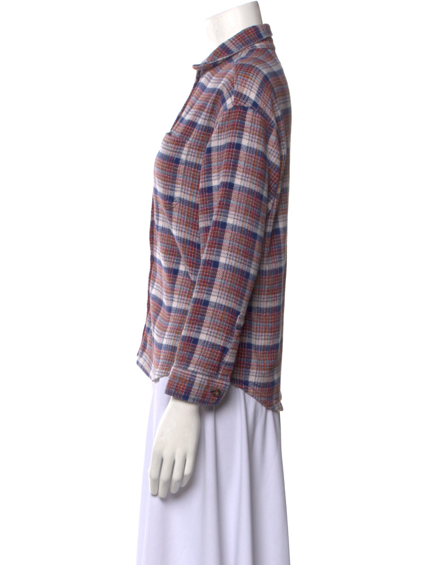 Outerknown Plaid Print Long Sleeve Button-Up Top
