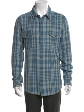 Outerknown Plaid Print Long Sleeve Denim Shirt