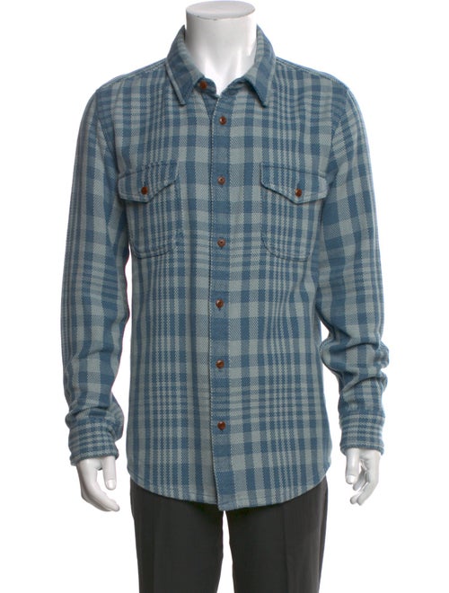 Outerknown Plaid Print Long Sleeve Denim Shirt
