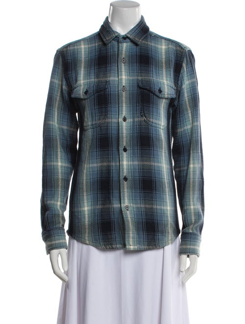 Outerknown Plaid Print Long Sleeve Button-Up Top
