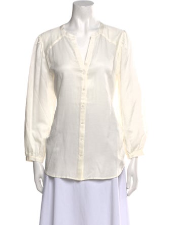 Outerknown V-Neck Long Sleeve Button-Up Top