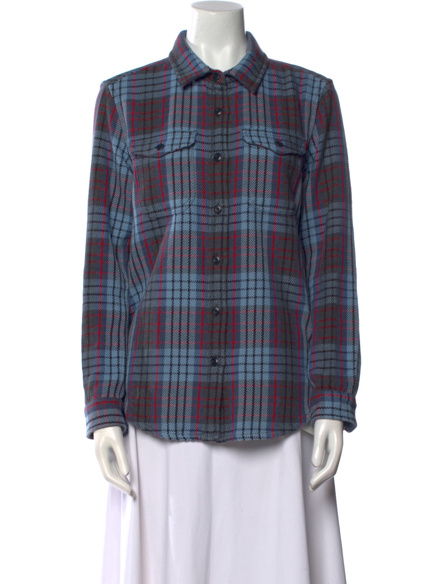 Outerknown Plaid Print Long Sleeve Button-Up Top
