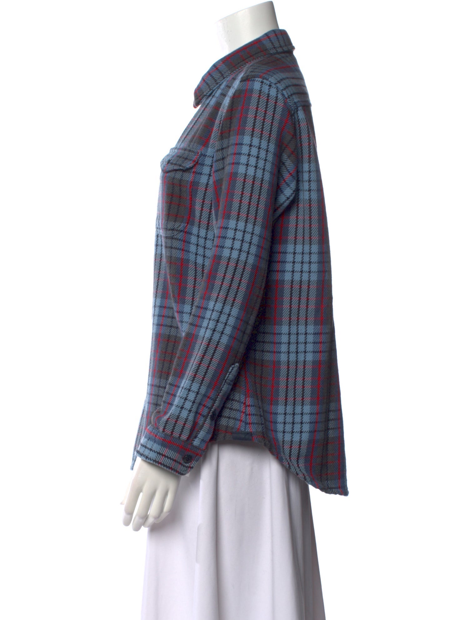 Outerknown Plaid Print Long Sleeve Button-Up Top