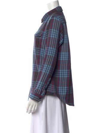 Outerknown Plaid Print Long Sleeve Button-Up Top