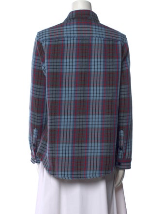 Outerknown Plaid Print Long Sleeve Button-Up Top