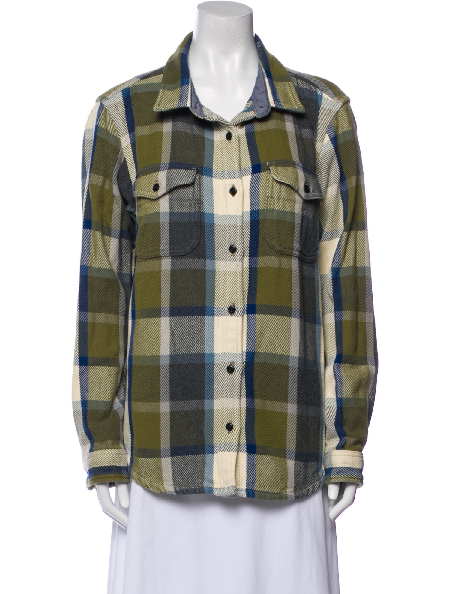 Outerknown Plaid Print Long Sleeve Button-Up Top