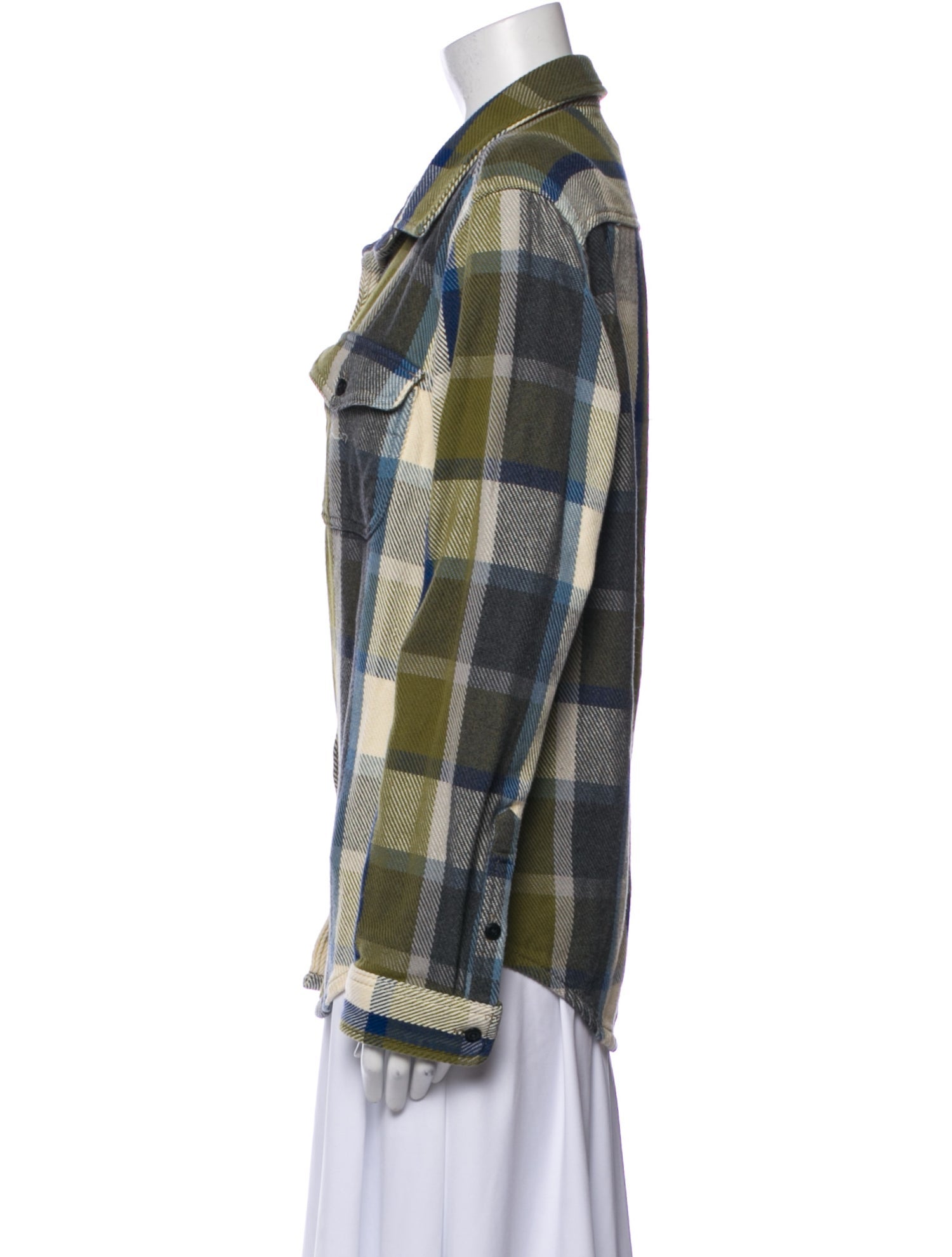 Outerknown Plaid Print Long Sleeve Button-Up Top