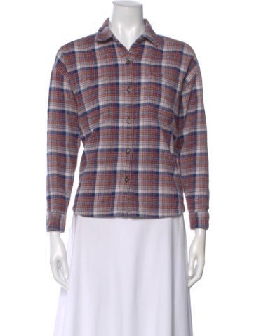 Pre-owned Outerknown Plaid Print Long Sleeve Button-up Top In Multi