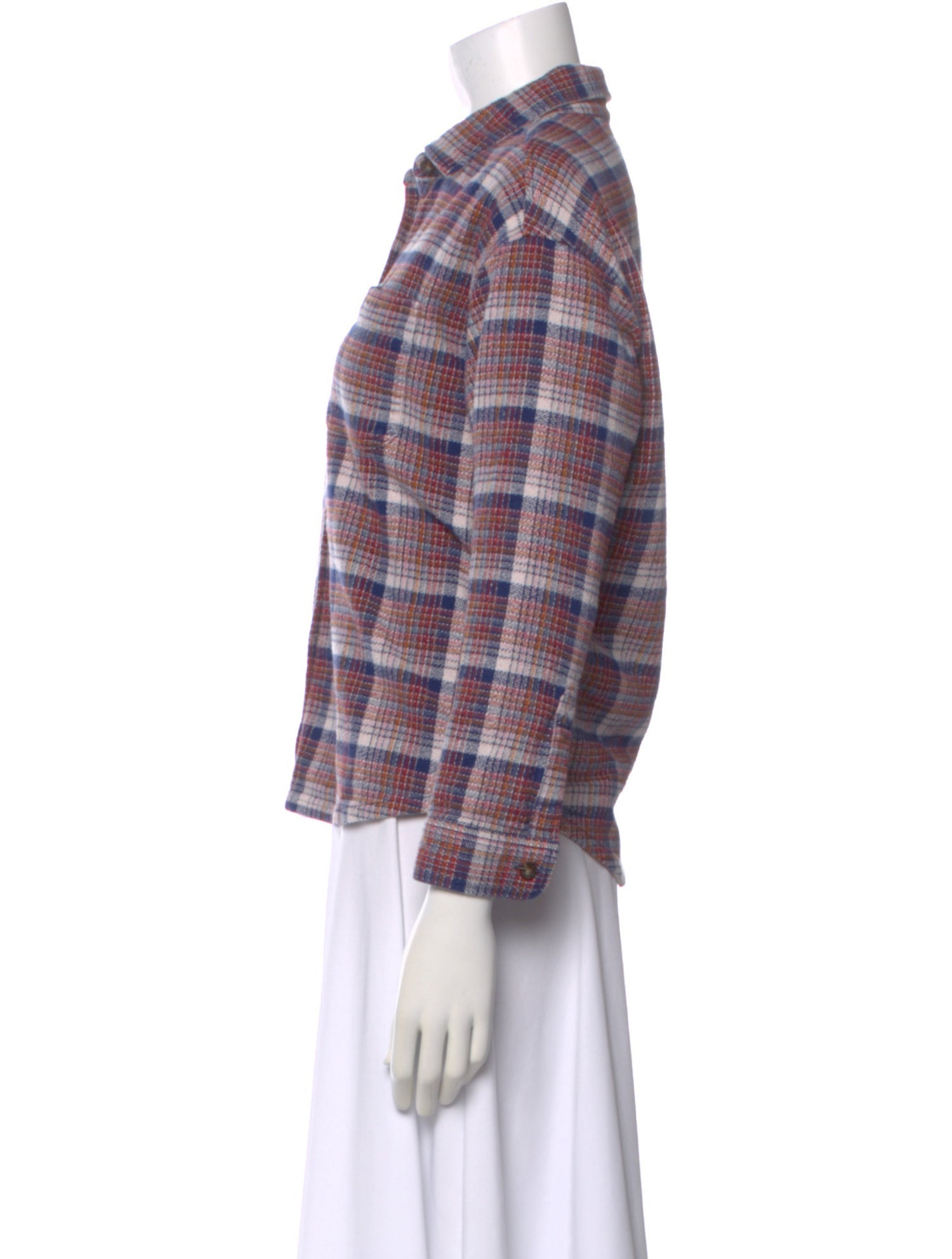 Outerknown Plaid Print Long Sleeve Button-Up Top