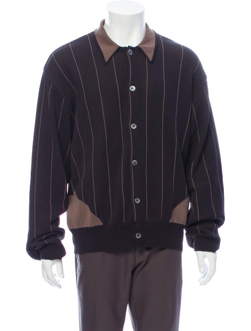 Our Legacy Striped Crew Neck Cardigan Black