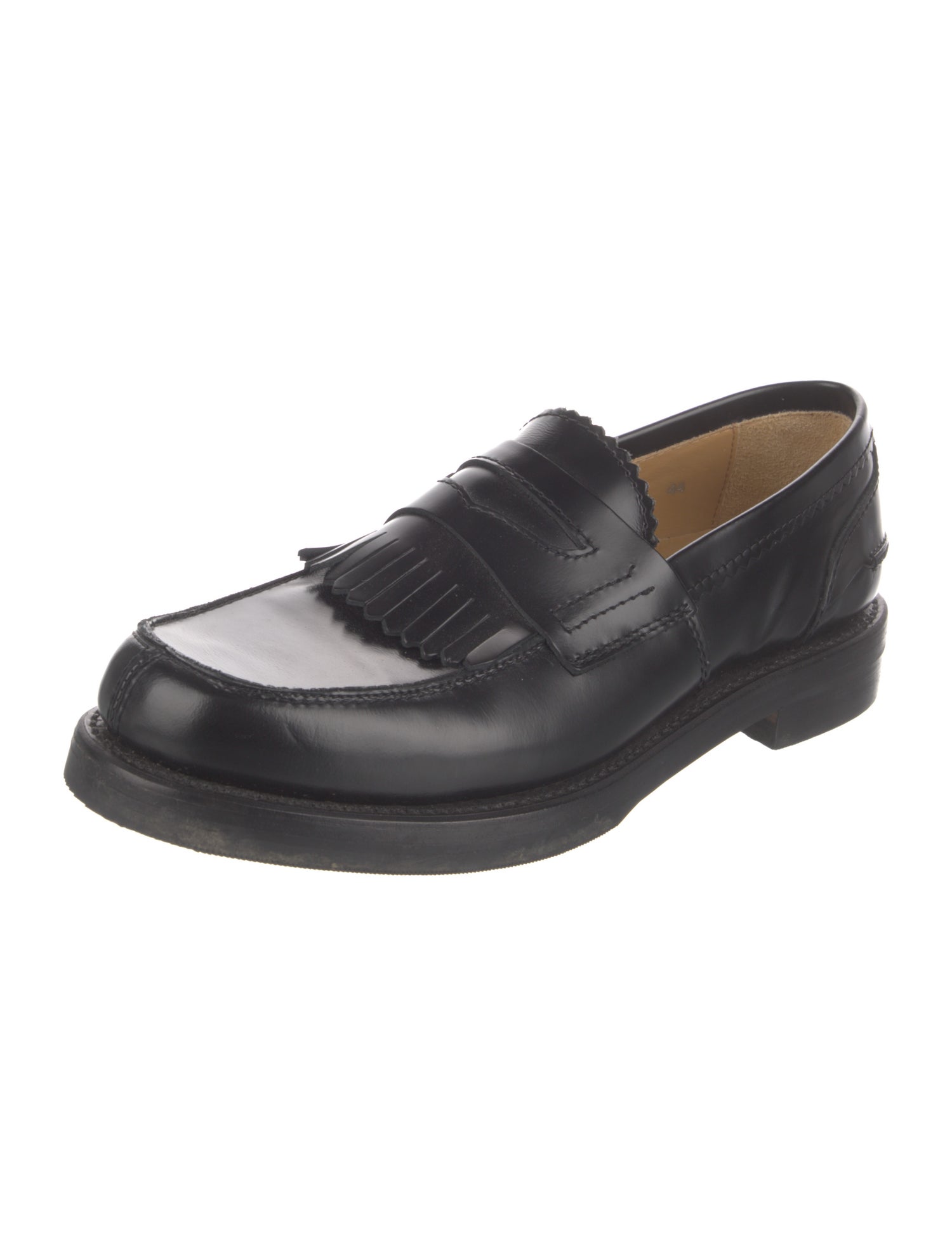 Our Legacy Leather Fringe Trim Accent Dress Loafers