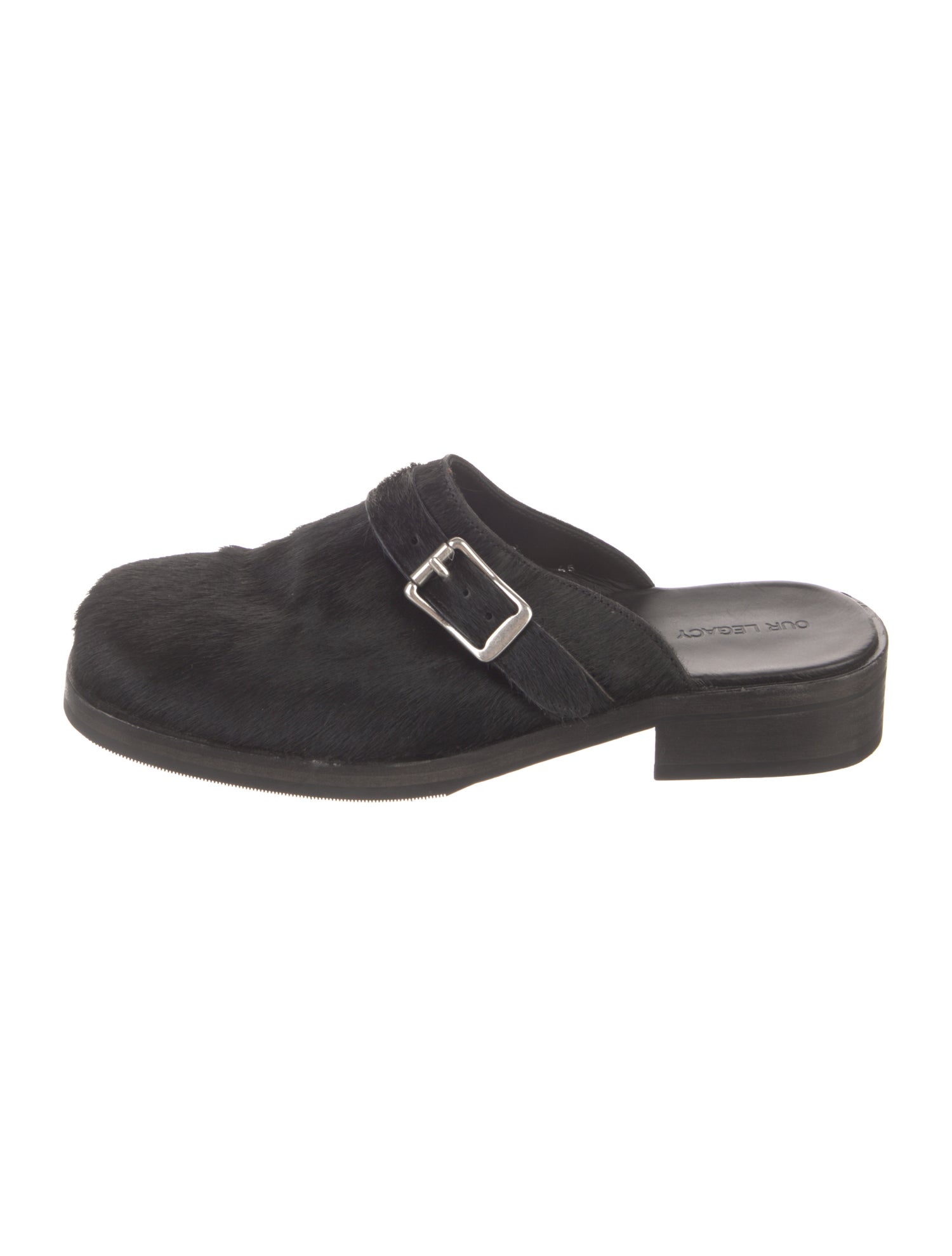 Our Legacy Leather Faux Fur Trim Slippers