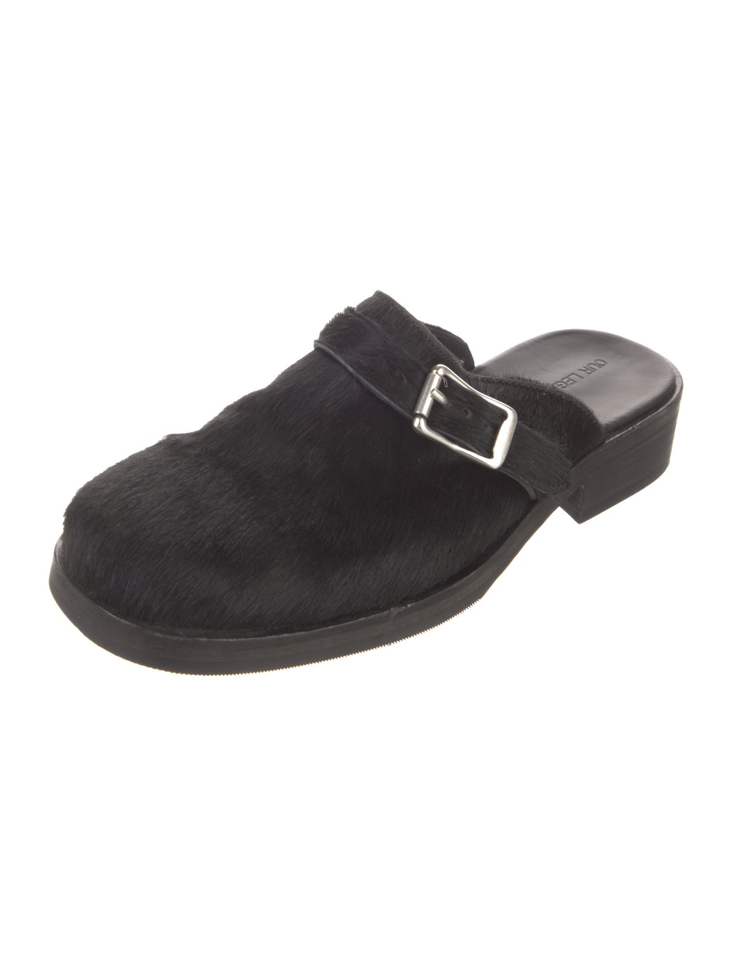 Our Legacy Leather Faux Fur Trim Slippers