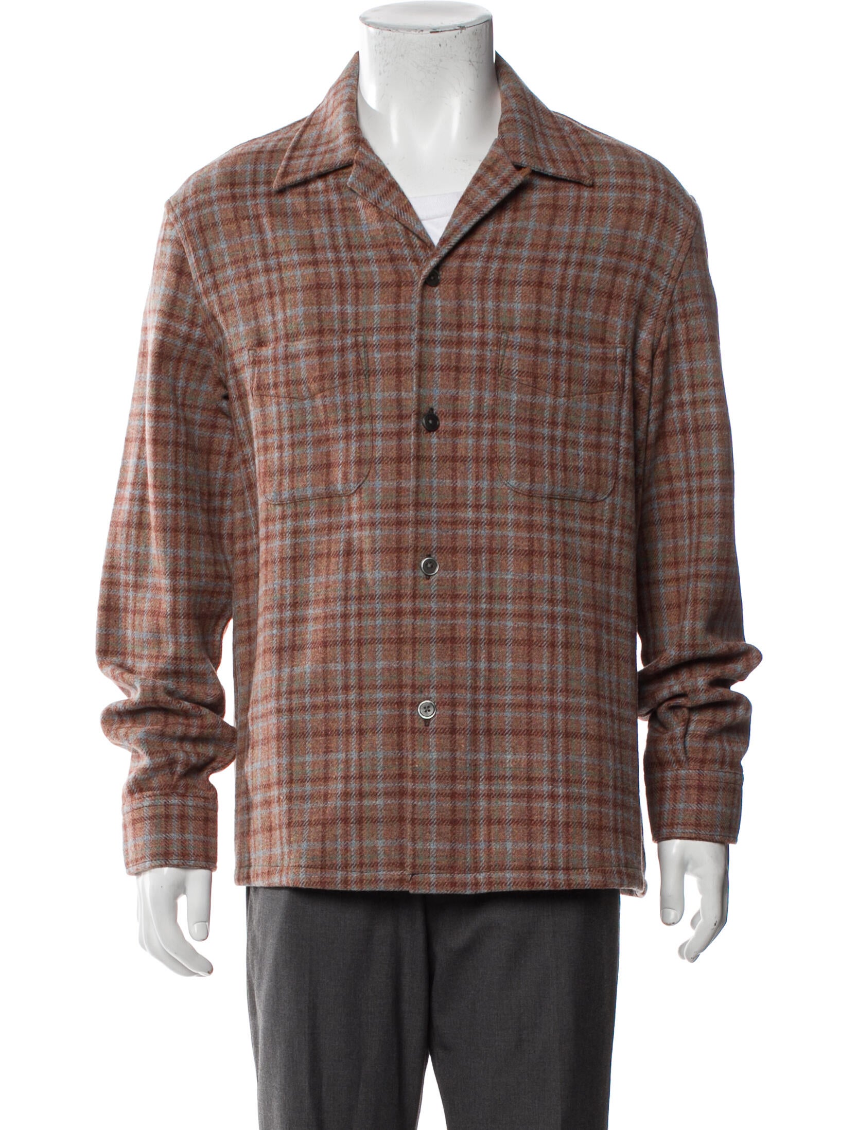 Our Legacy Wool Plaid Print Peacoat