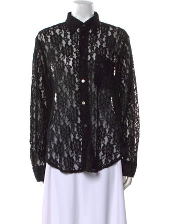 Our Legacy Lace Pattern Long Sleeve Button-Up Top