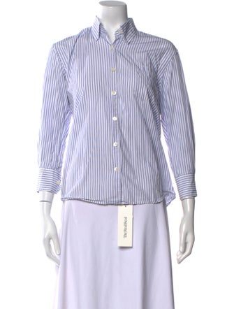 Our Legacy Striped Three-Quarter Sleeve Button-Up Top