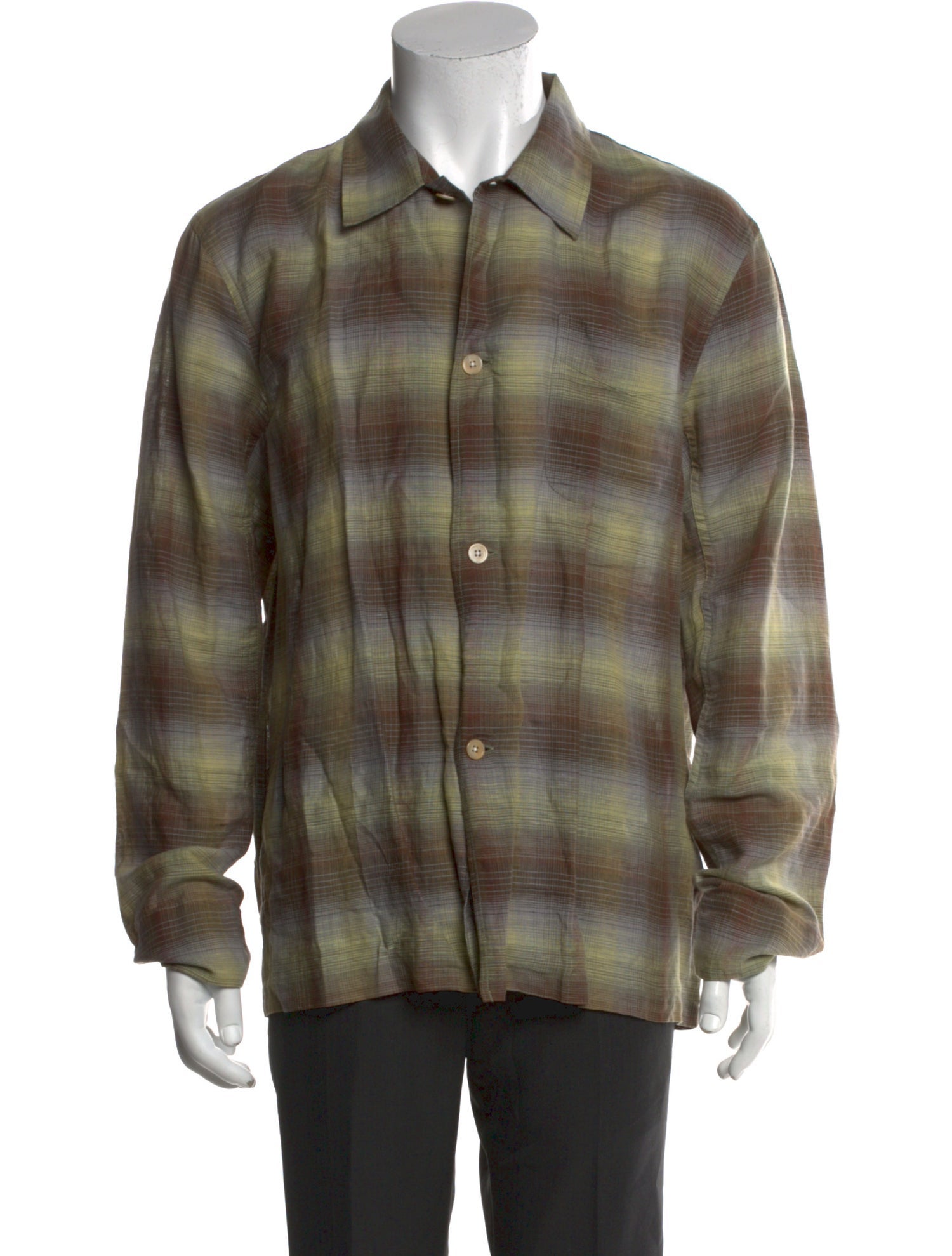 Our Legacy Linen Plaid Print Shirt