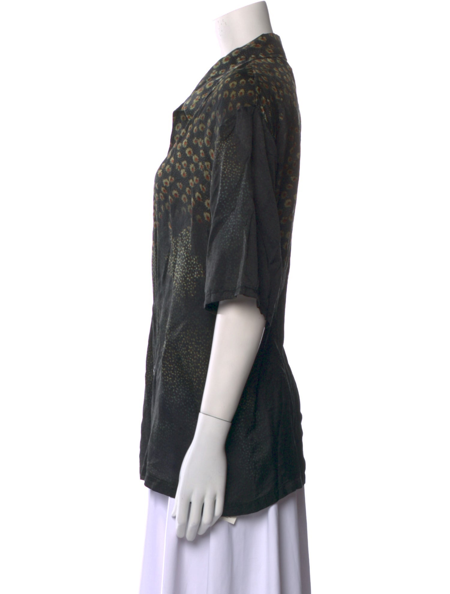 Our Legacy Printed Three-Quarter Sleeve Button-Up Top