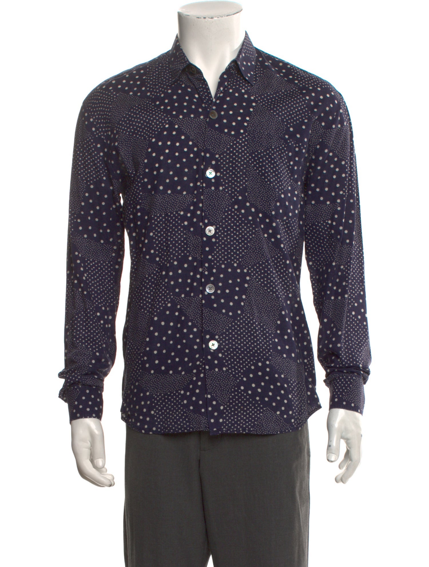 Our Legacy Polka Dot Print Long Sleeve Denim Shirt