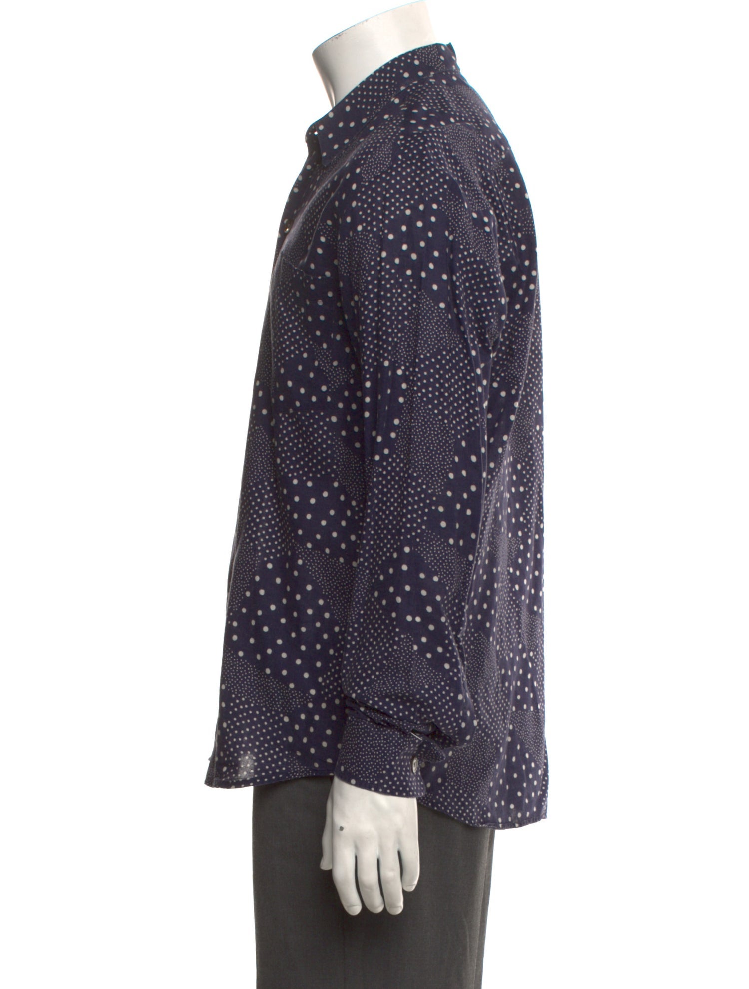 Our Legacy Polka Dot Print Long Sleeve Denim Shirt