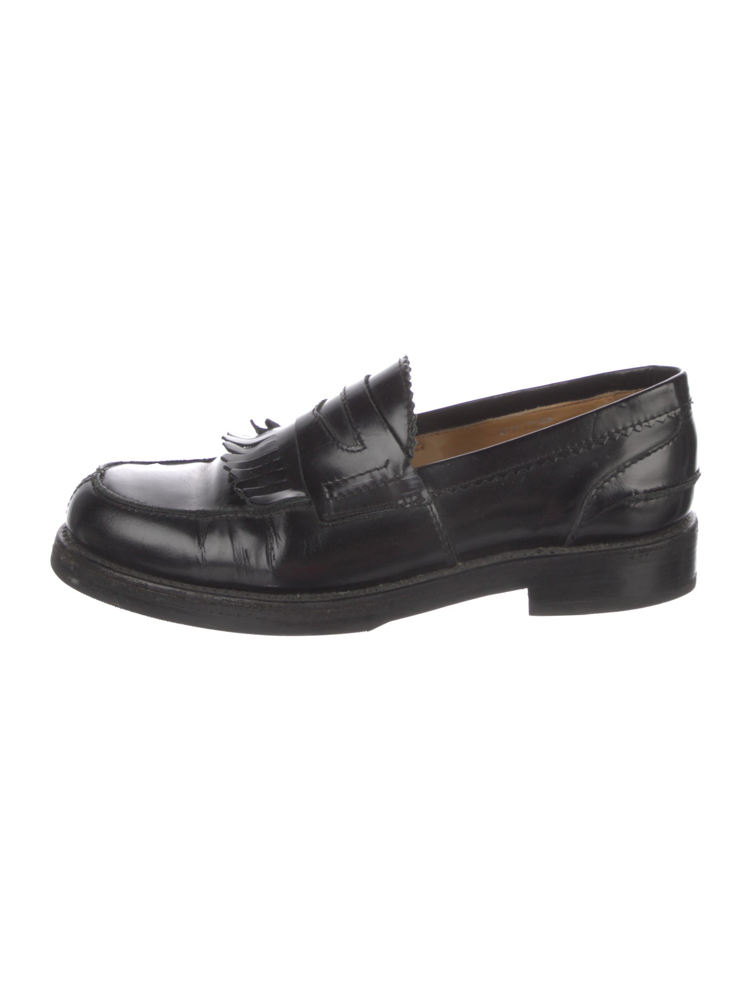 Our Legacy Leather Fringe Trim Accent Dress Loafers