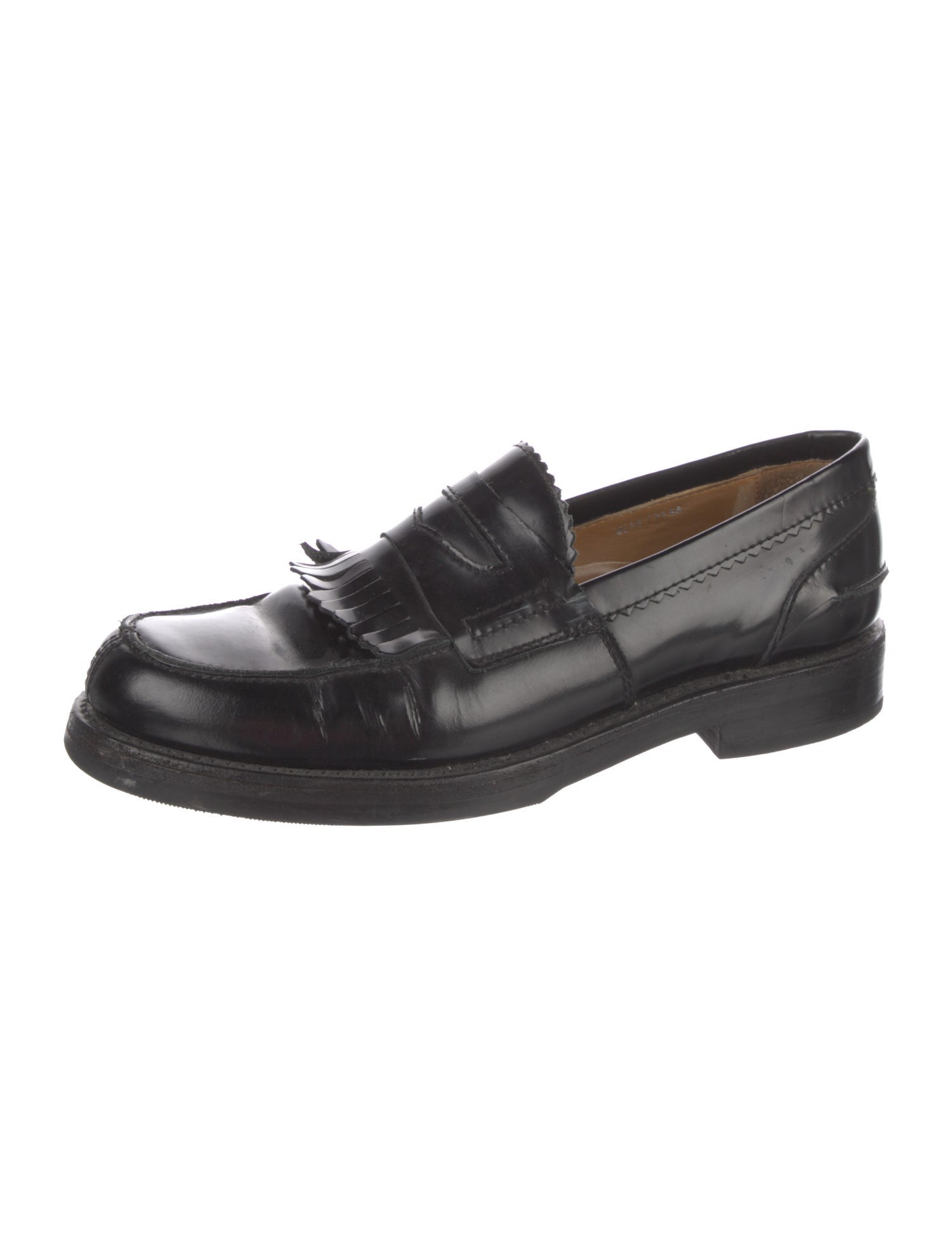 Our Legacy Leather Fringe Trim Accent Dress Loafers