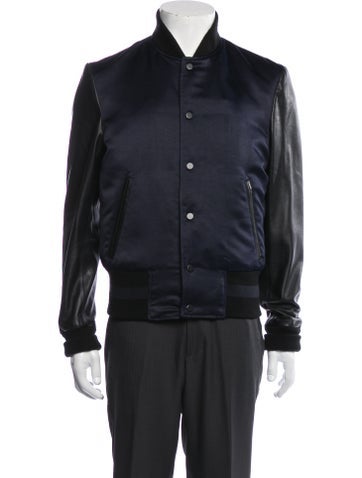 Ovadia & Sons Outerwear Lamb Leather Colorblock Pattern Bomber Jacket L