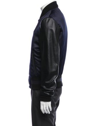 Ovadia & Sons Lamb Leather Colorblock Pattern Bomber Jacket