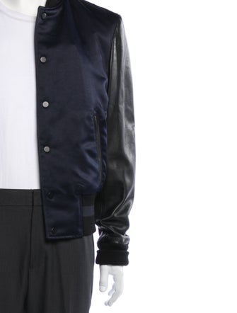 Ovadia & Sons Lamb Leather Colorblock Pattern Bomber Jacket
