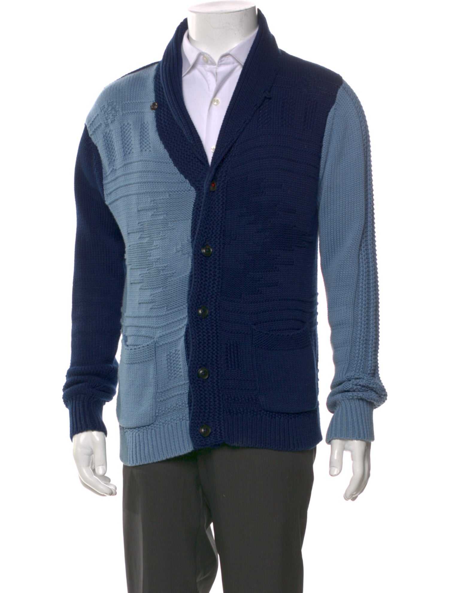 Ovadia & Sons Colorblock Pattern V-Neck Cardigan