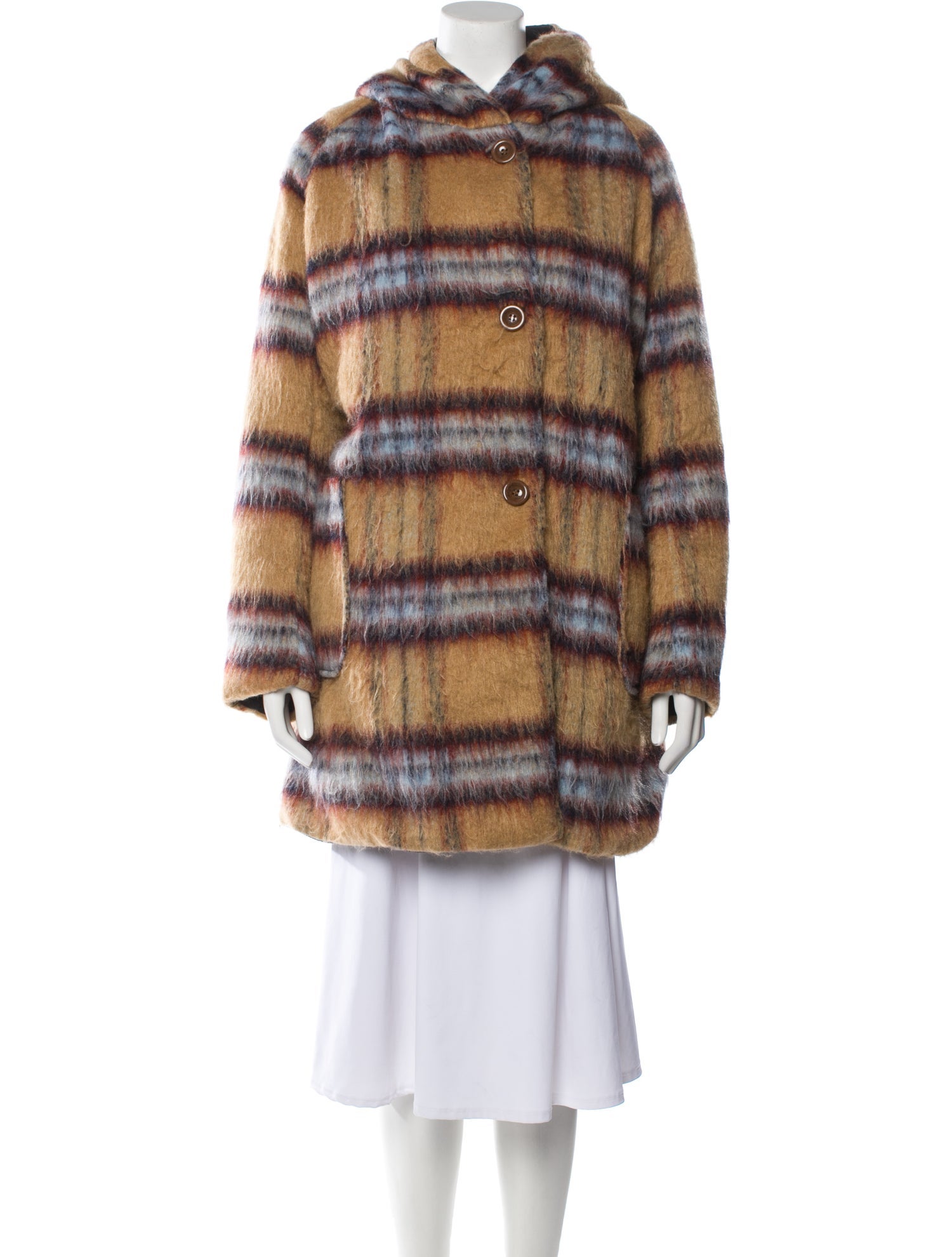 Oof Wear Plaid Print Faux Fur Coat