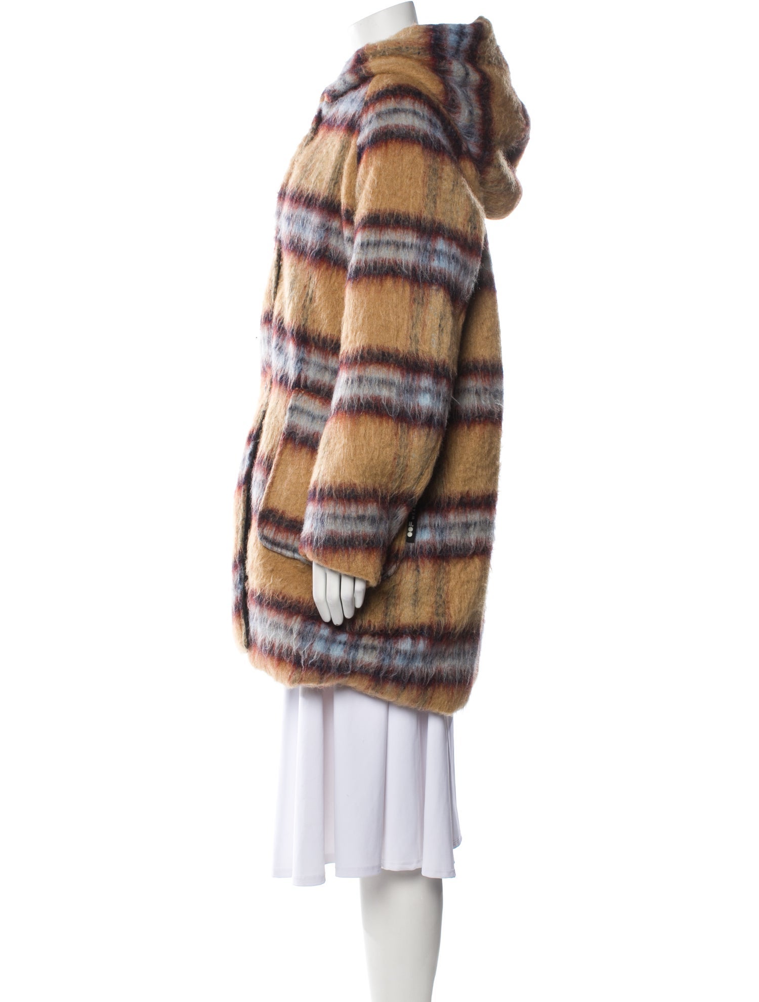 Oof Wear Plaid Print Faux Fur Coat