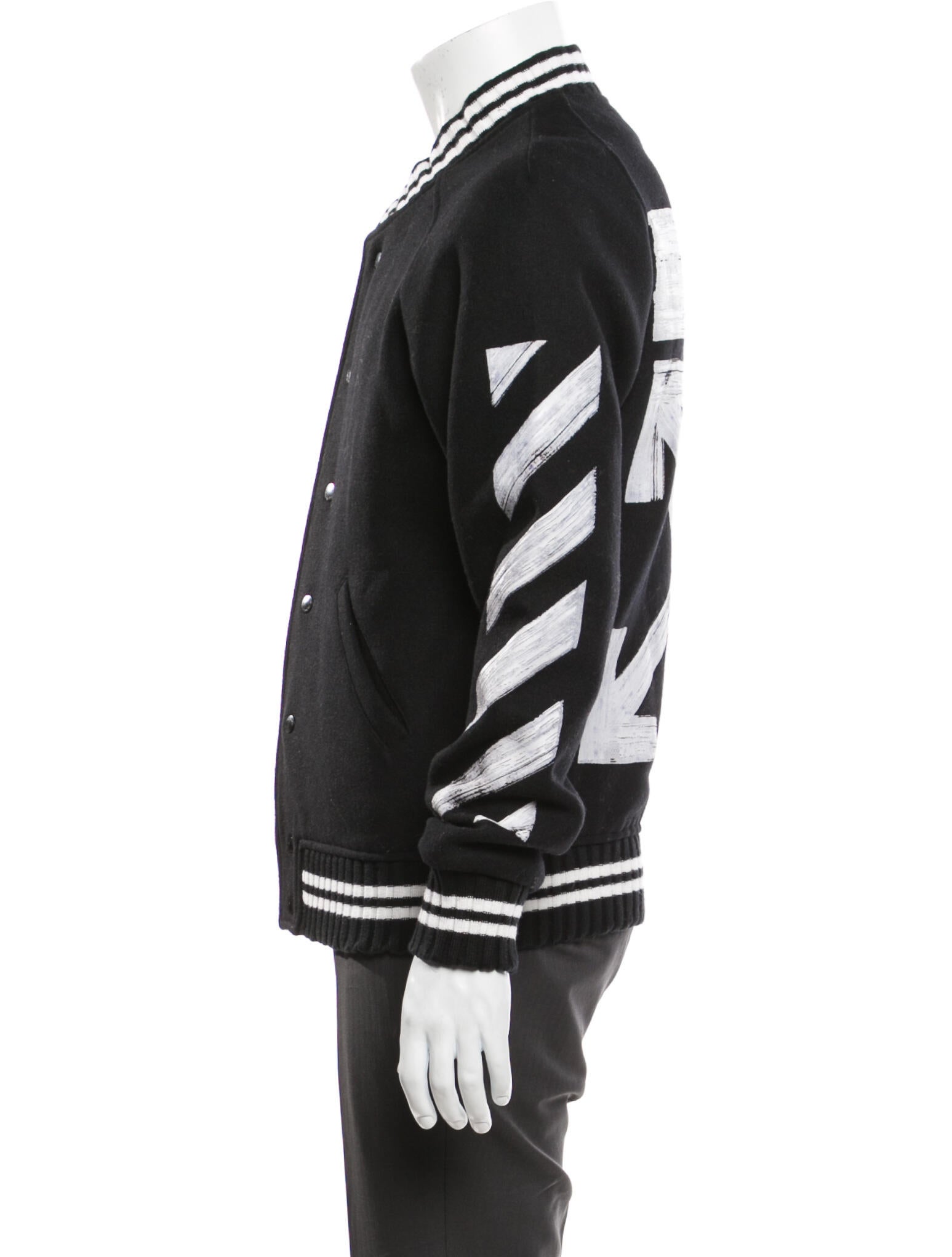 OffWhite c/o Virgil Abloh Striped Varsity Jacket Black Outerwear