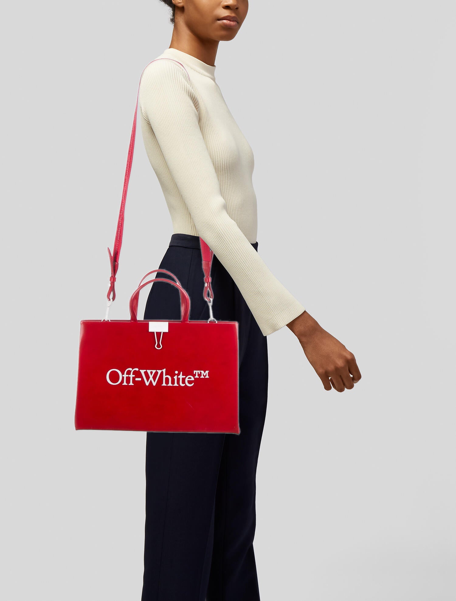 Off-White c/o Virgil Abloh Medium Logo Box Bag Tote - Red