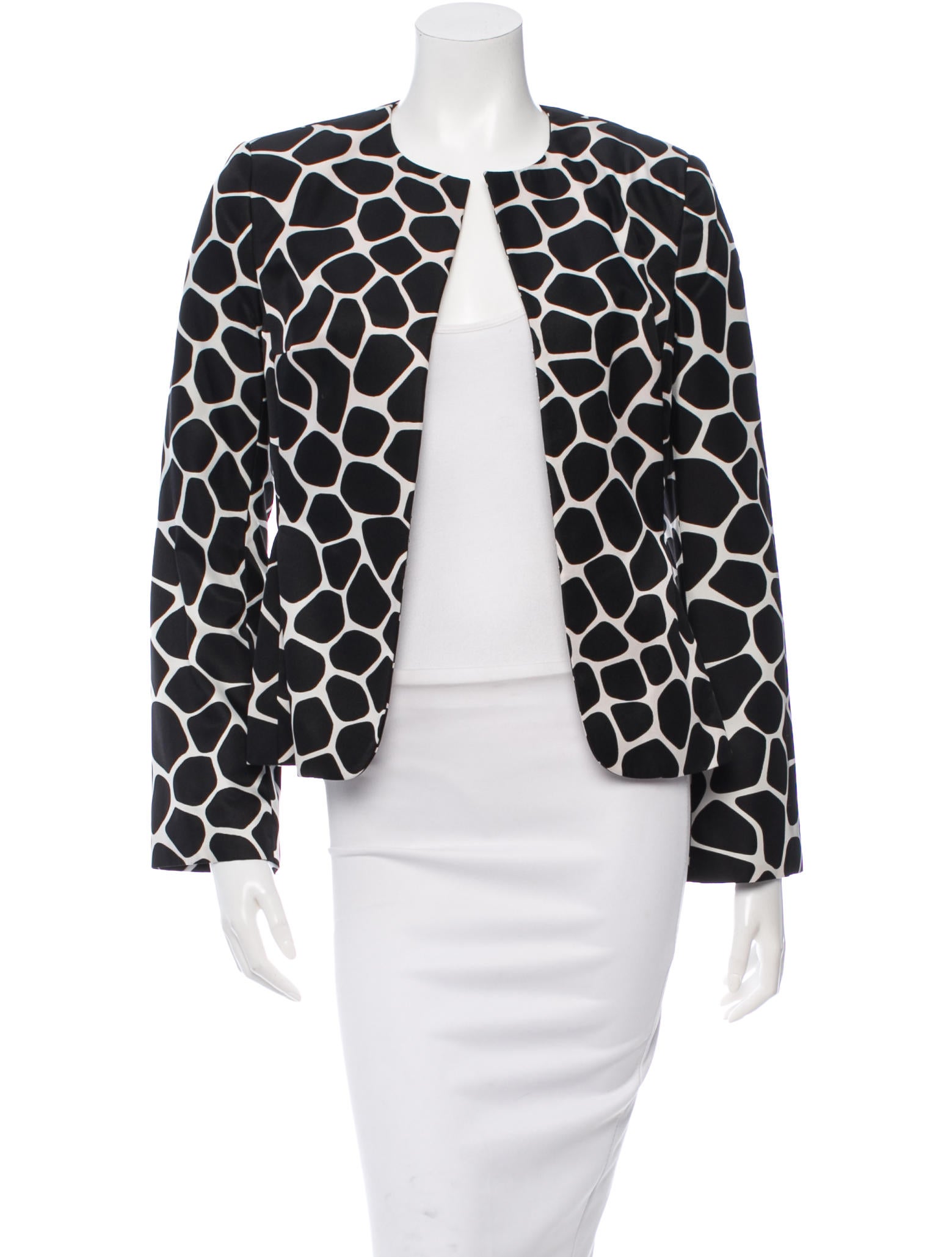 Paule Ka Giraffe Print Collarless Jacket Clothing WP220074 The