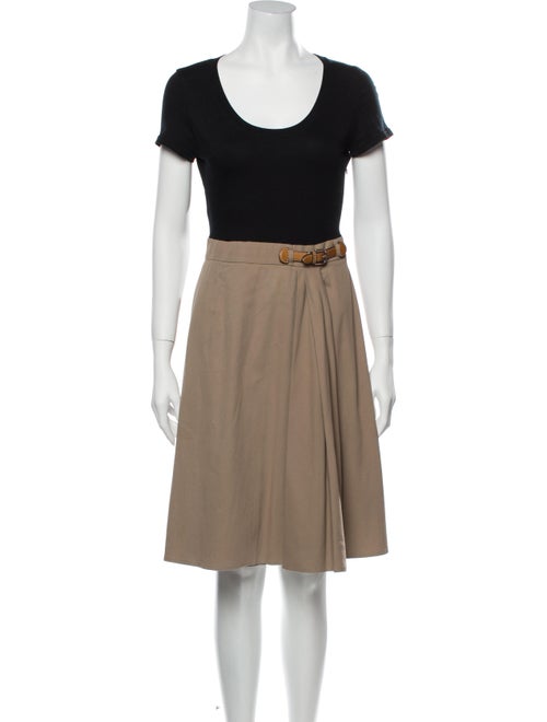 Paule Ka Colorblock Pattern Knee-Length Dress