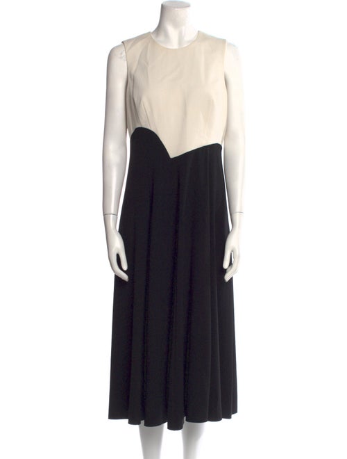 Paule Ka Colorblock Pattern Midi Length Dress