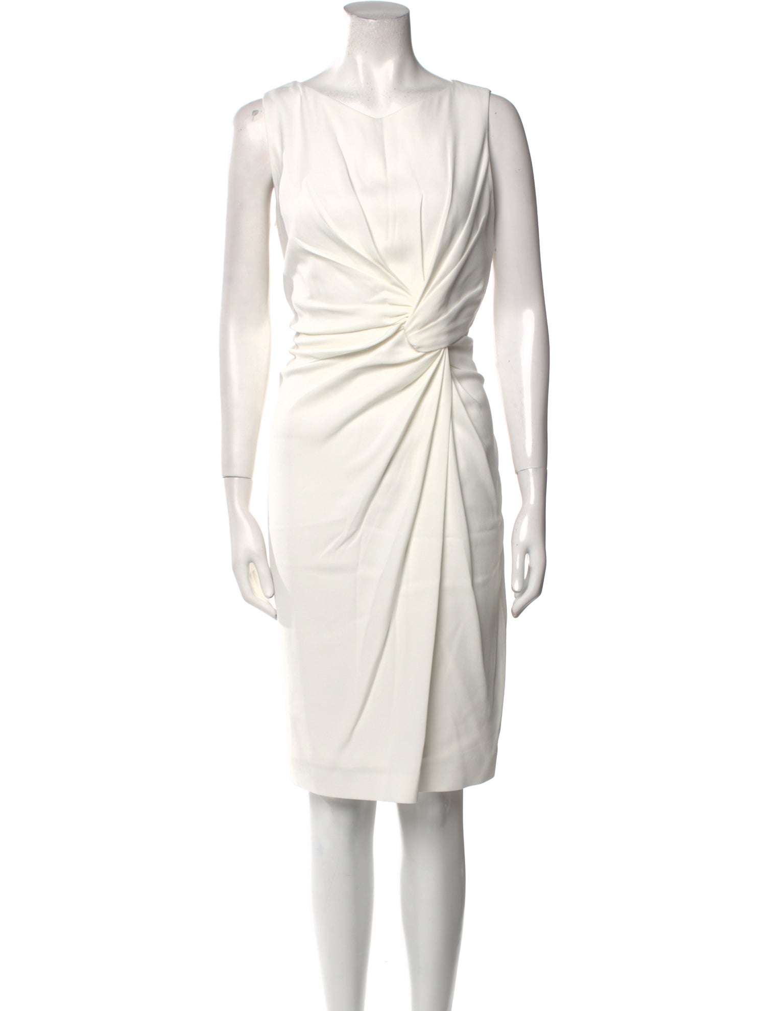 Paule Ka Bateau Neckline Knee-Length Dress