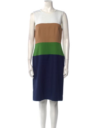 Paule Ka Colorblock Pattern Knee-Length Dress