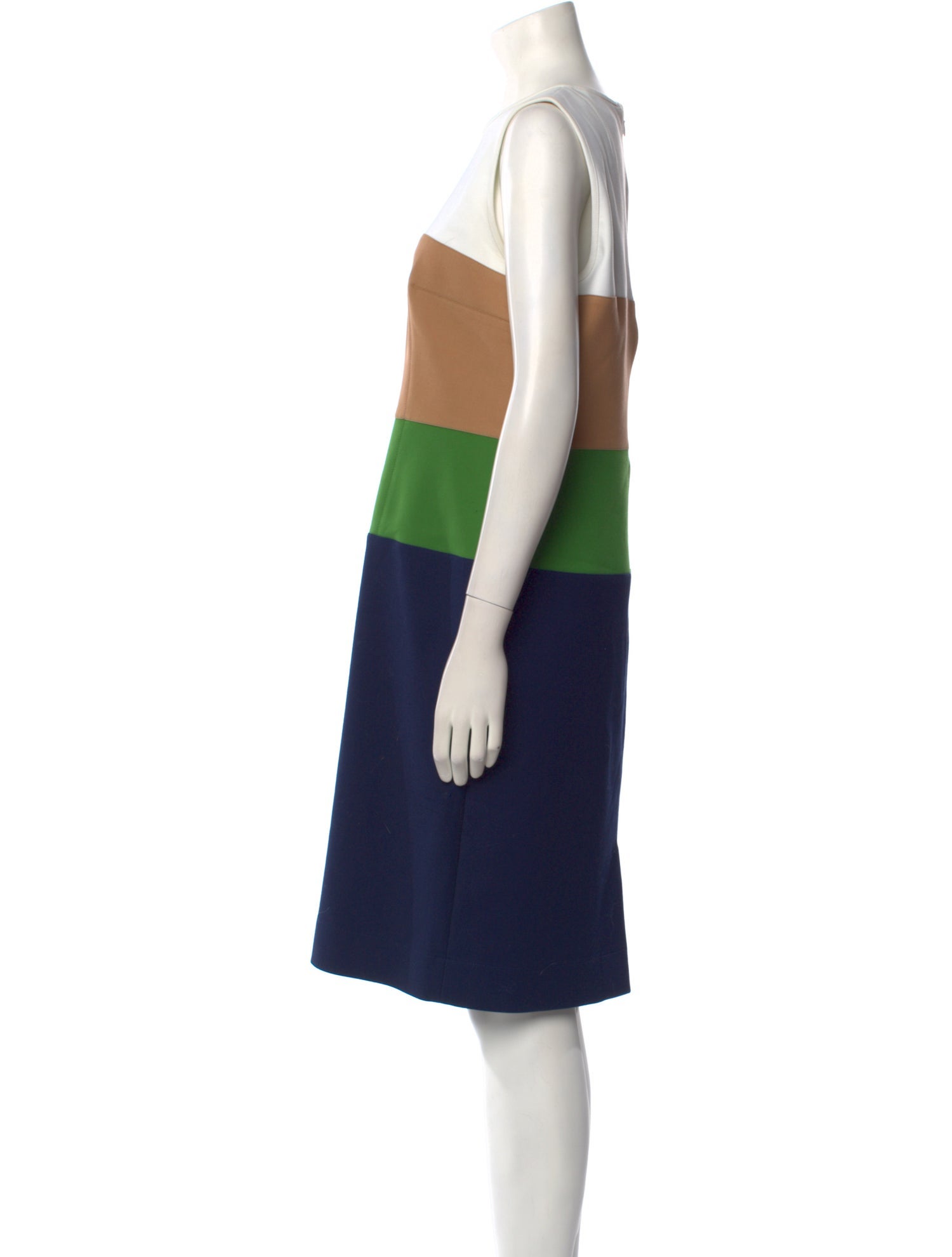 Paule Ka Colorblock Pattern Knee-Length Dress