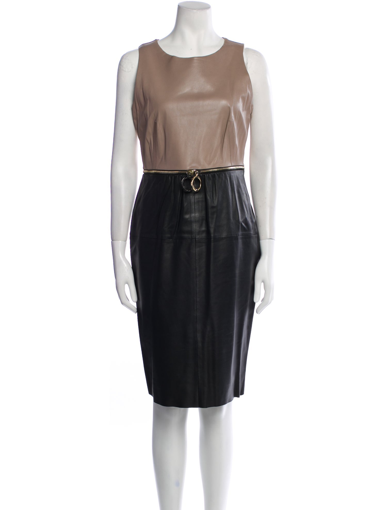 Paule Ka Lambskin Knee-Length Dress