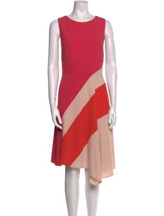 Paule Ka Colorblock Pattern Knee-Length Dress