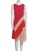Paule Ka Colorblock Pattern Knee-Length Dress