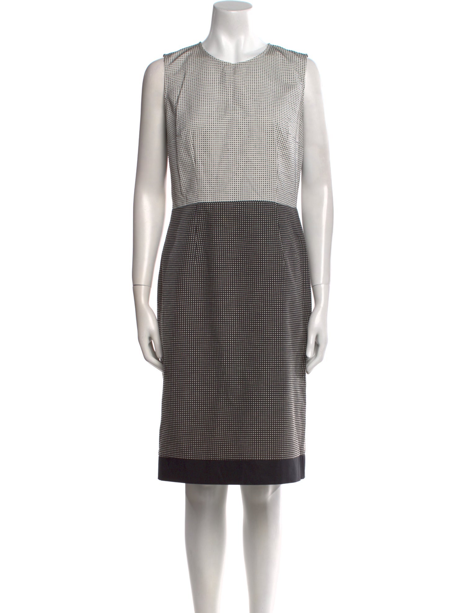 Paule Ka Colorblock Pattern Knee-Length Dress