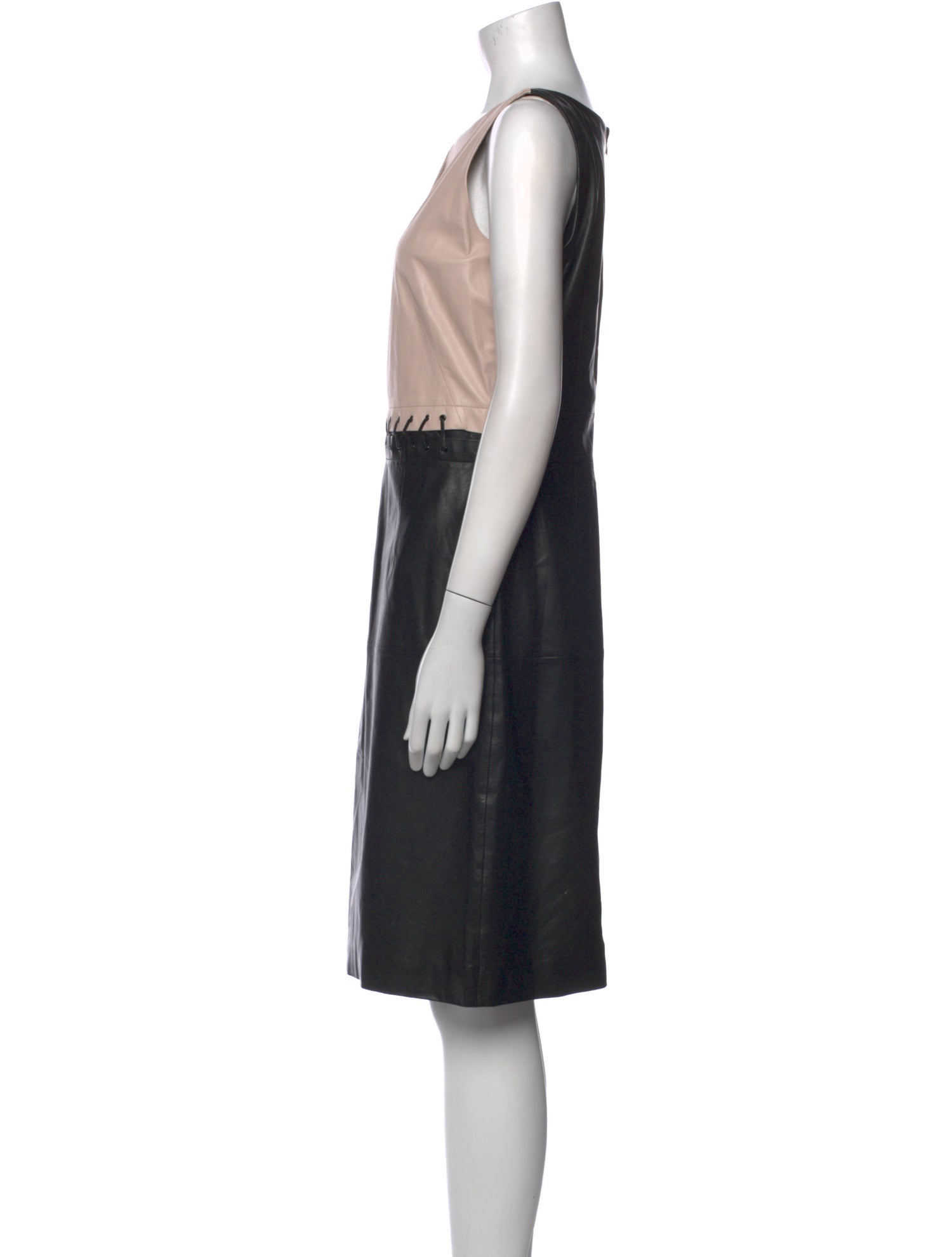 Paule Ka Lamb Leather Knee-Length Dress