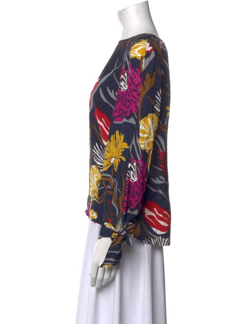 Paule Ka Floral Print Bateau Neckline Blouse