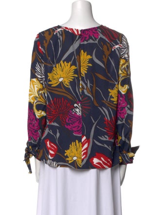 Paule Ka Floral Print Bateau Neckline Blouse